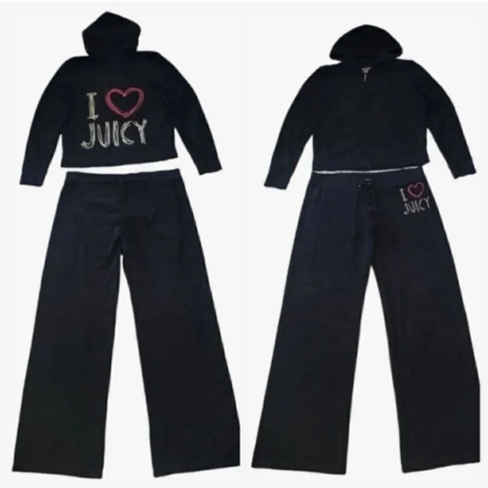 Vintage Y2K Juicy Couture Rhinestone Terrycloth Jacket and Pants Tracksuit L/XL